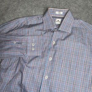 Peter‎ Millar Button Up Shirt Mens Size S Check Pattern Long Sleeve